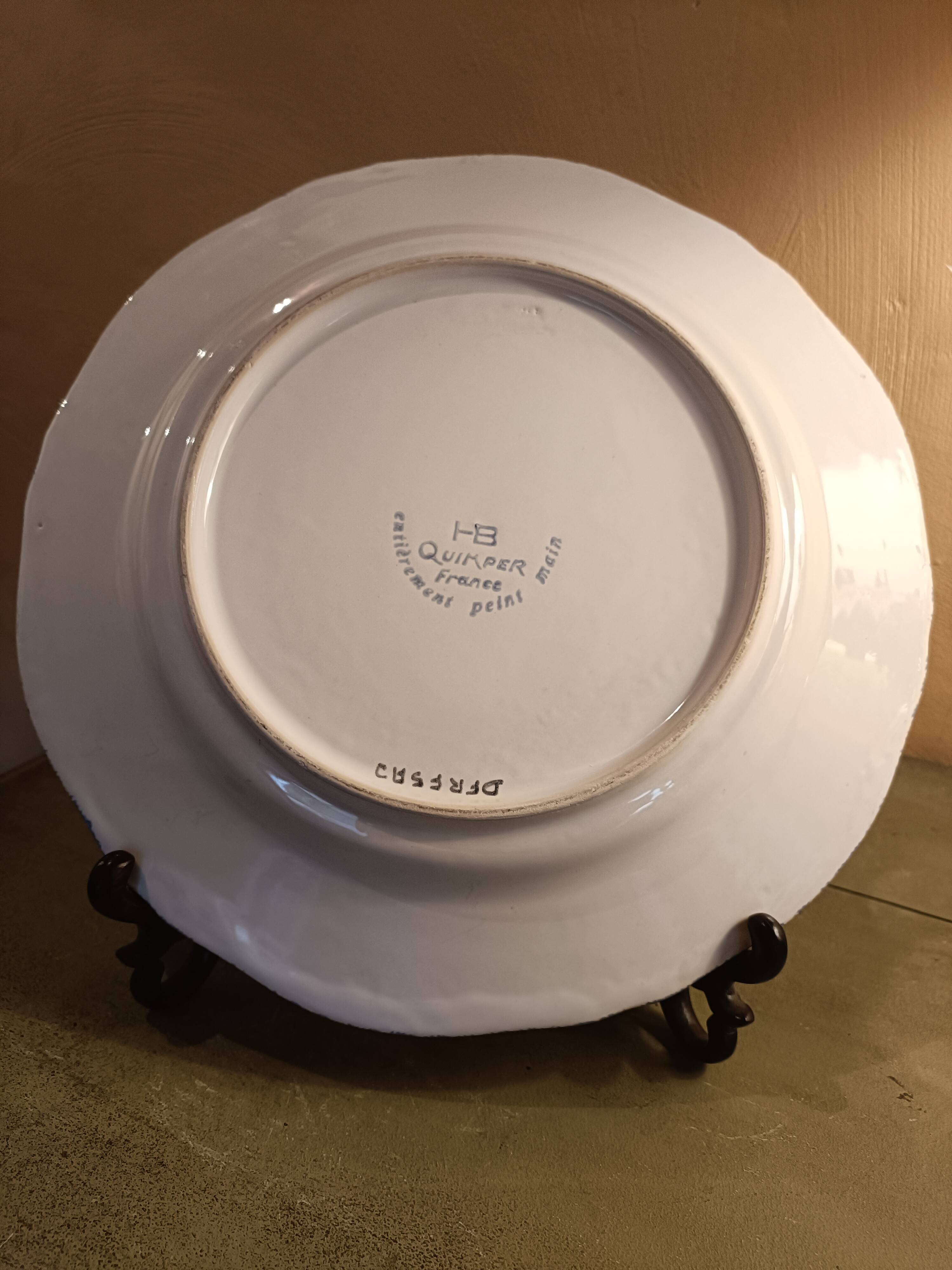 Antique HB Quimper faience plate