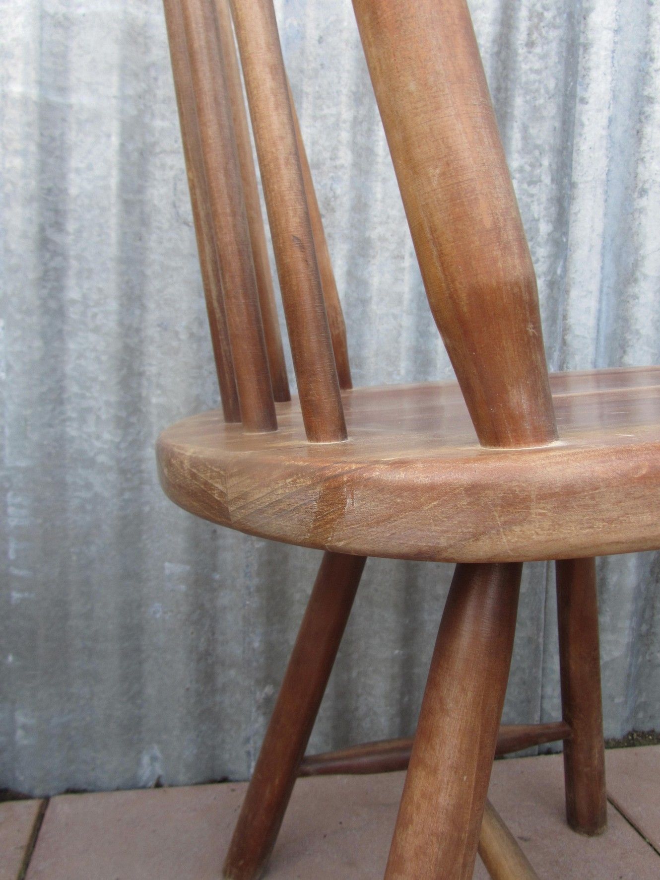 Scandinavian solid wooden high back spindle chairs, set of 4