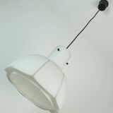 Large glashuette limburg pendant light white flower shaped opaline glass shade