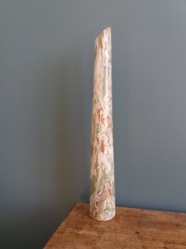 Vase rouleau marbré terre mêlée soliflore grand format style Pichon à Uzès