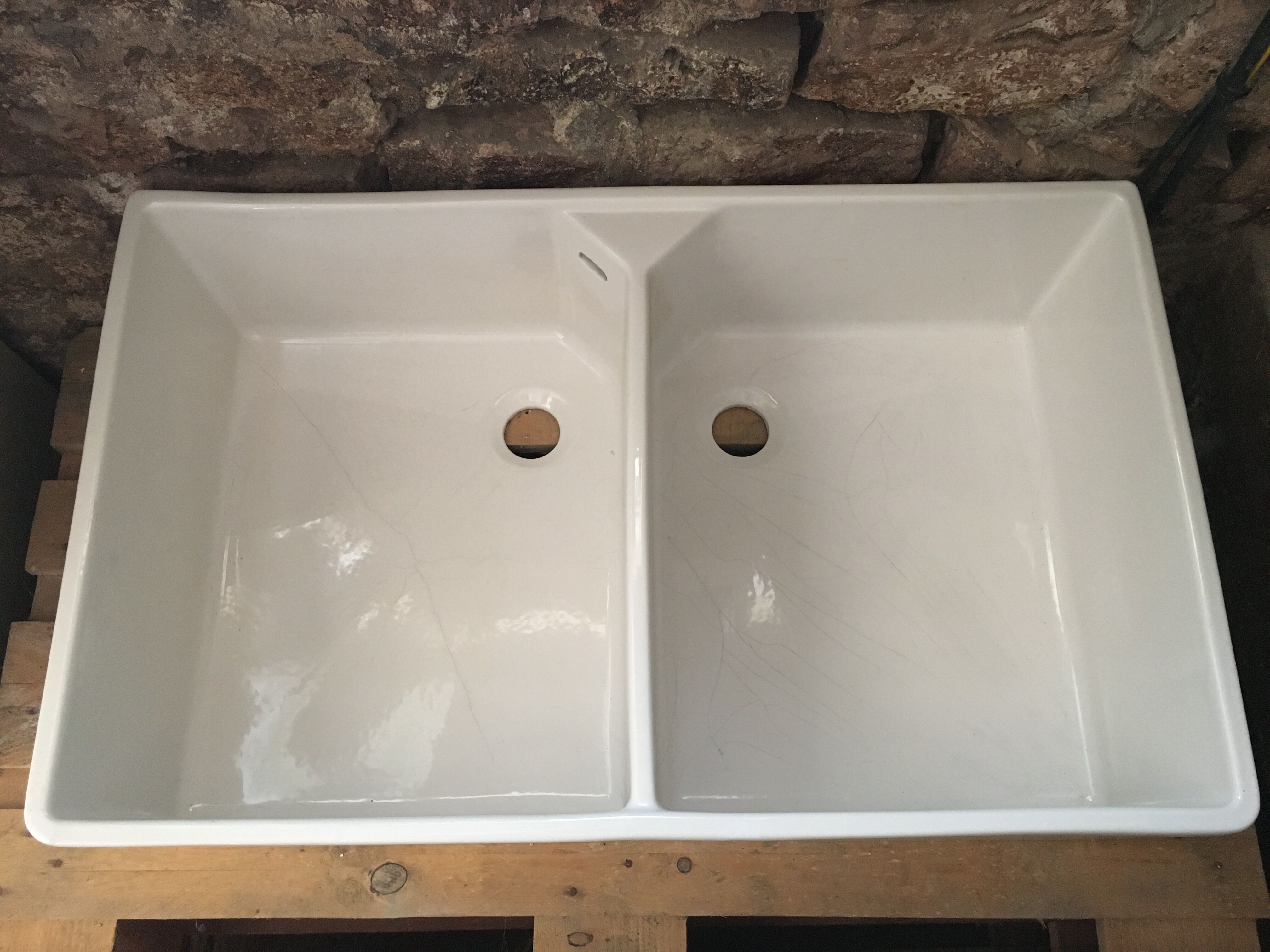 Enamelled stoneware double sink 40
