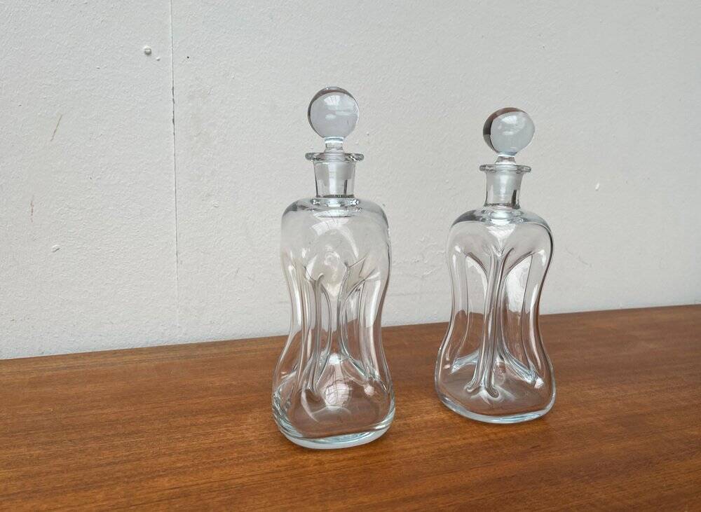 Danish Vintage Kluk Kluk Glass Bottles from Holmegaard, 1970s, Set of 2