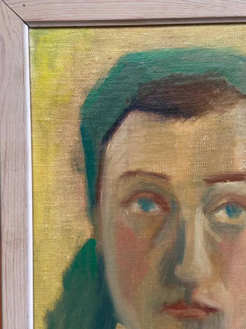 Huile sur panneau d'origine suédoise – "Portrait" par A.-S. Nilsson – Signé – Vintage et encadré – 44 × 32 cm (17,3" × 12,6")