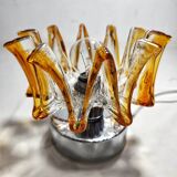 Lámpara de mesa de cristal. Italia, 1970s.