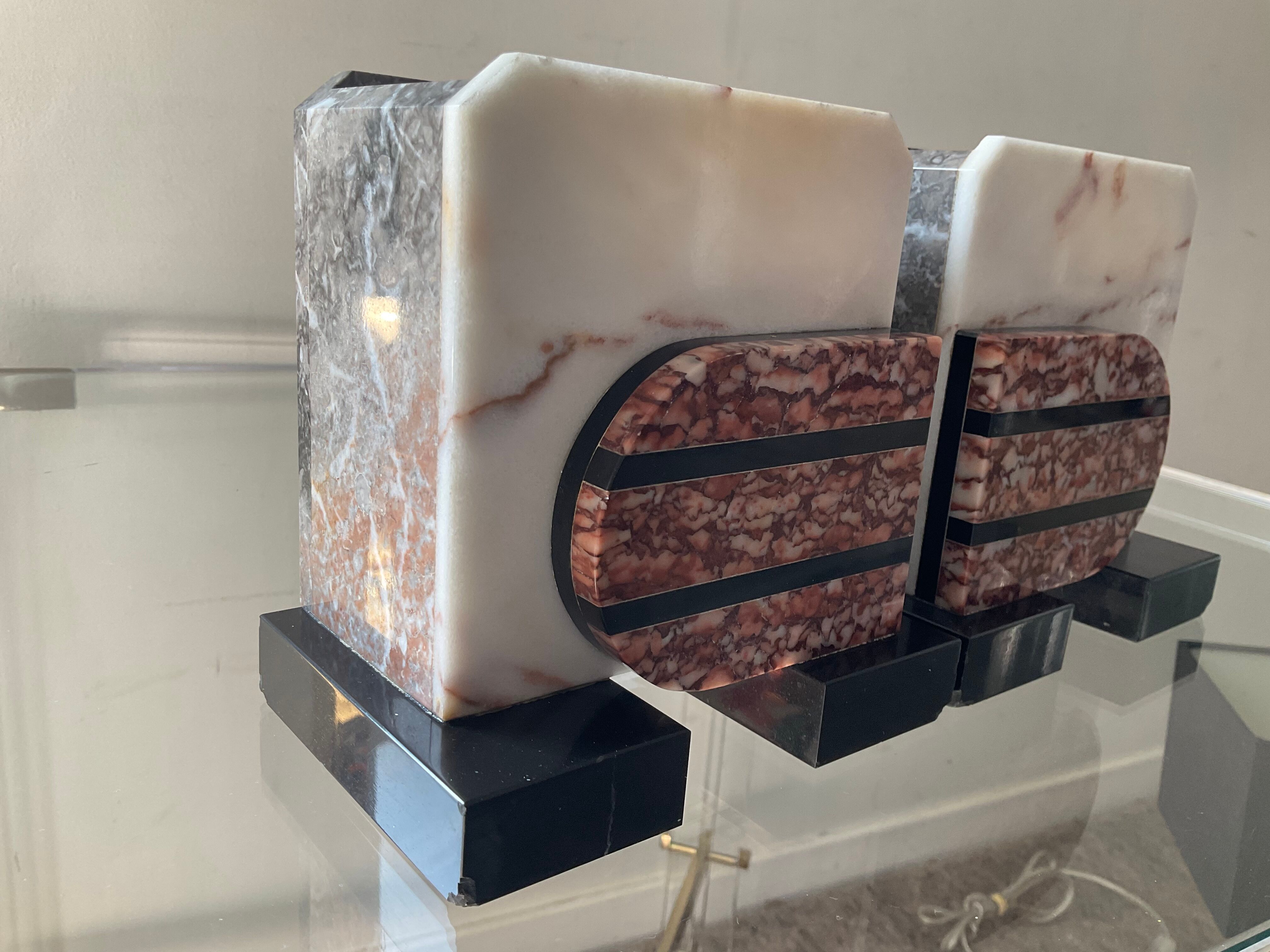 Pair of Art Deco marble bookends