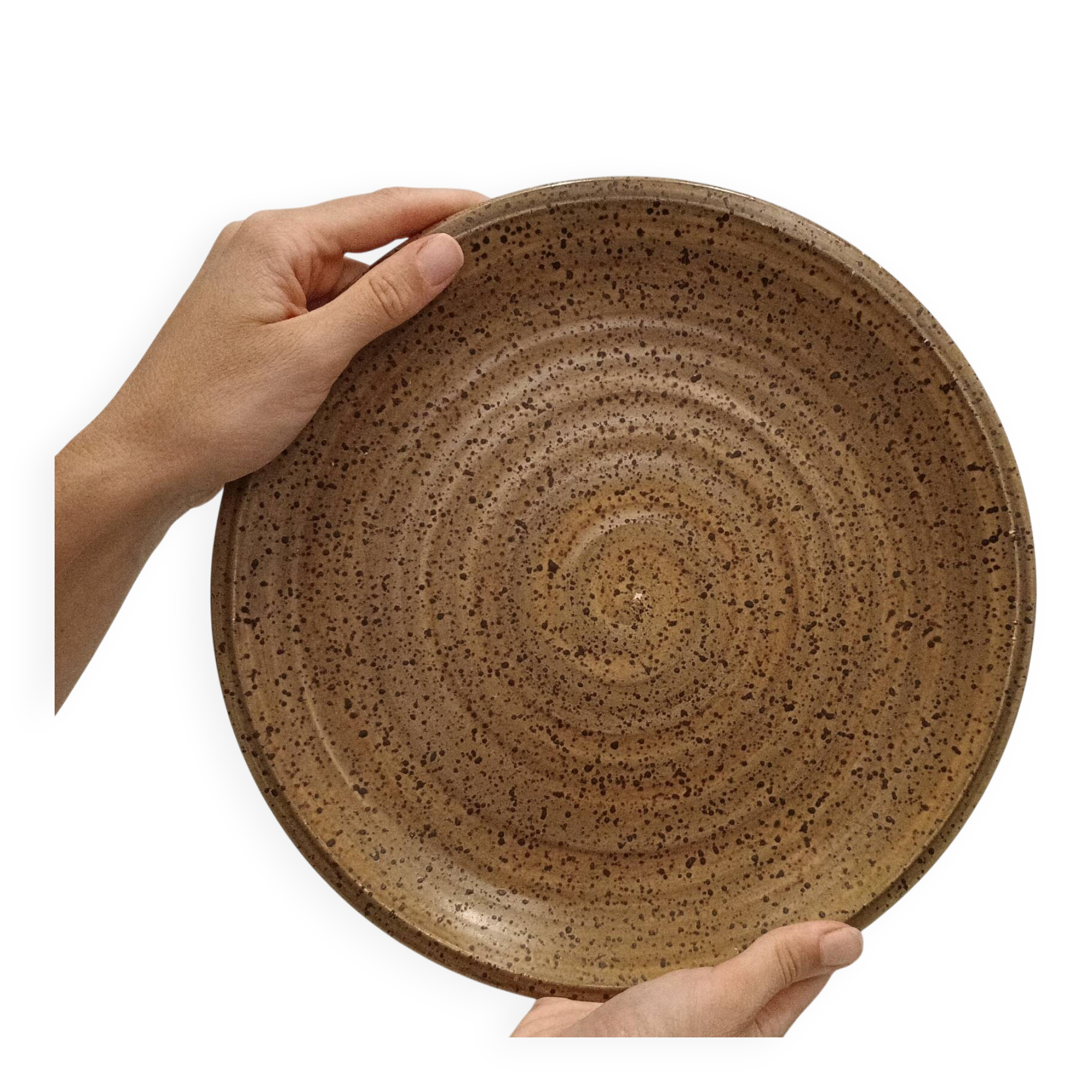 Grand plat vintage en grès moucheté Salins-les-Bains - années 60-70