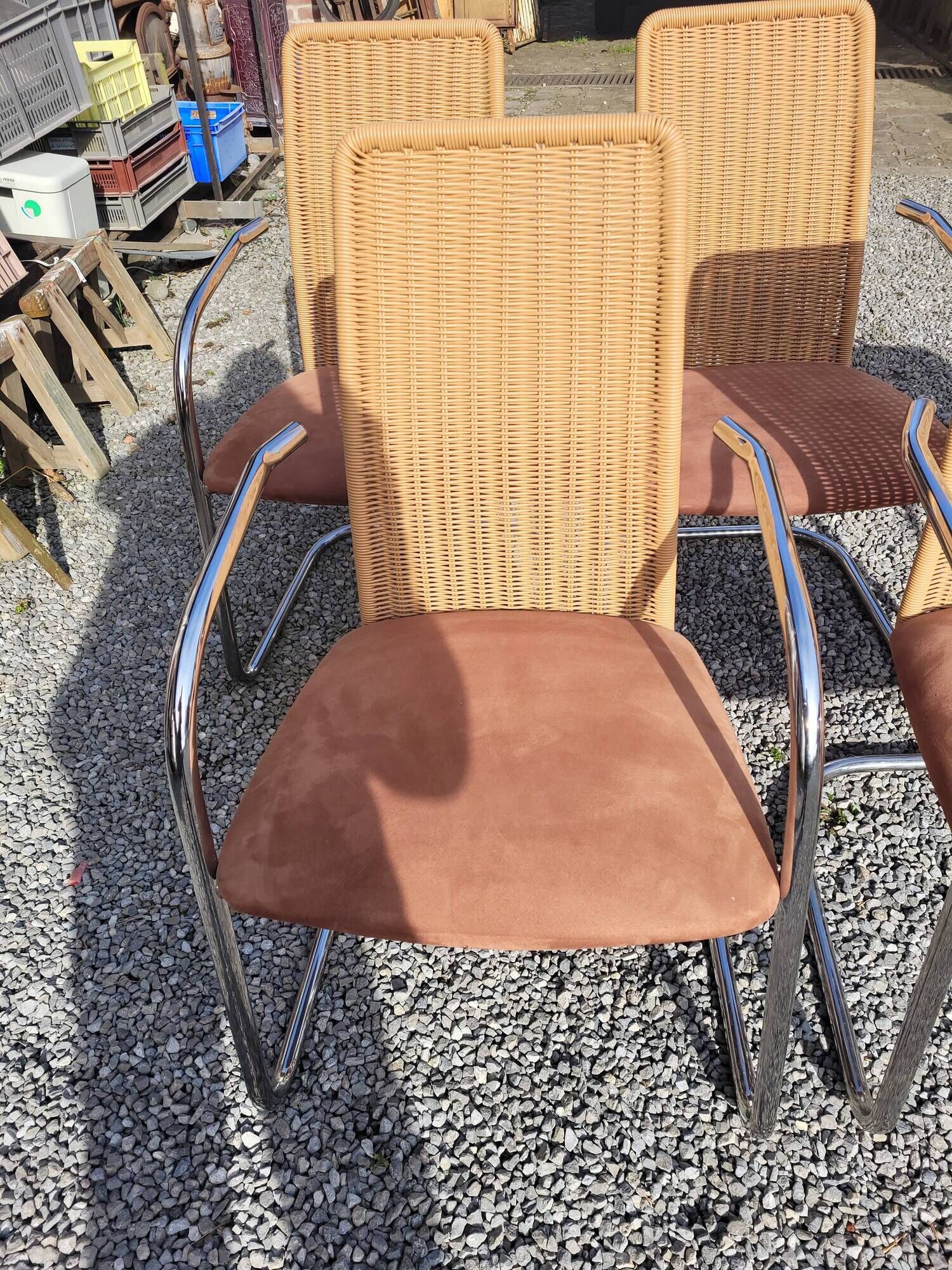 6 chairs in chrome metal effezeta Italy 70s