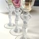 Set of 3 iridescent glasses/Caryatids/Venus base. Royal Bayel Crystal.