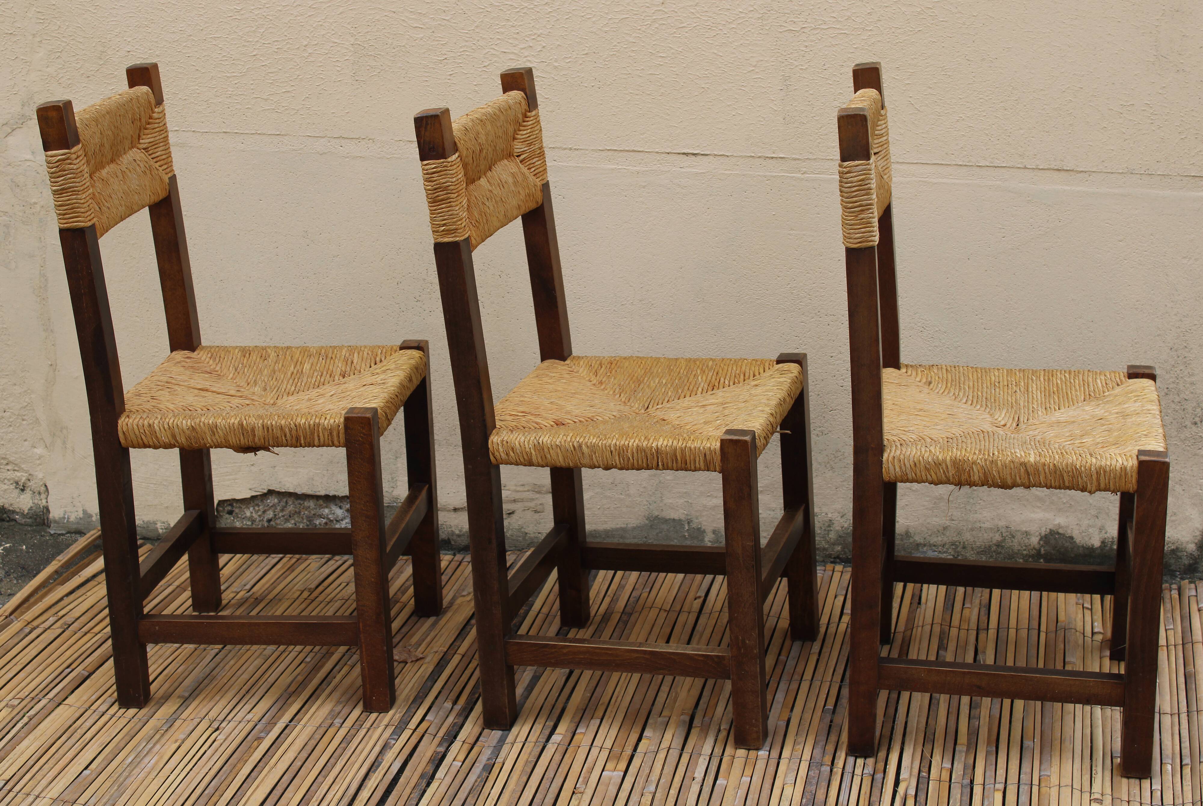 Trio of mulched chairs