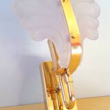 Frosted glass leaf wall light, 1980.