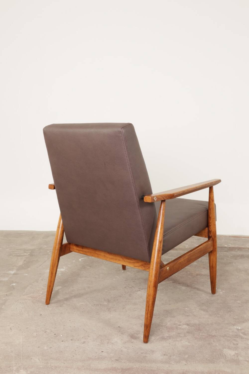 Vintage brown vegan leather armchair modern design