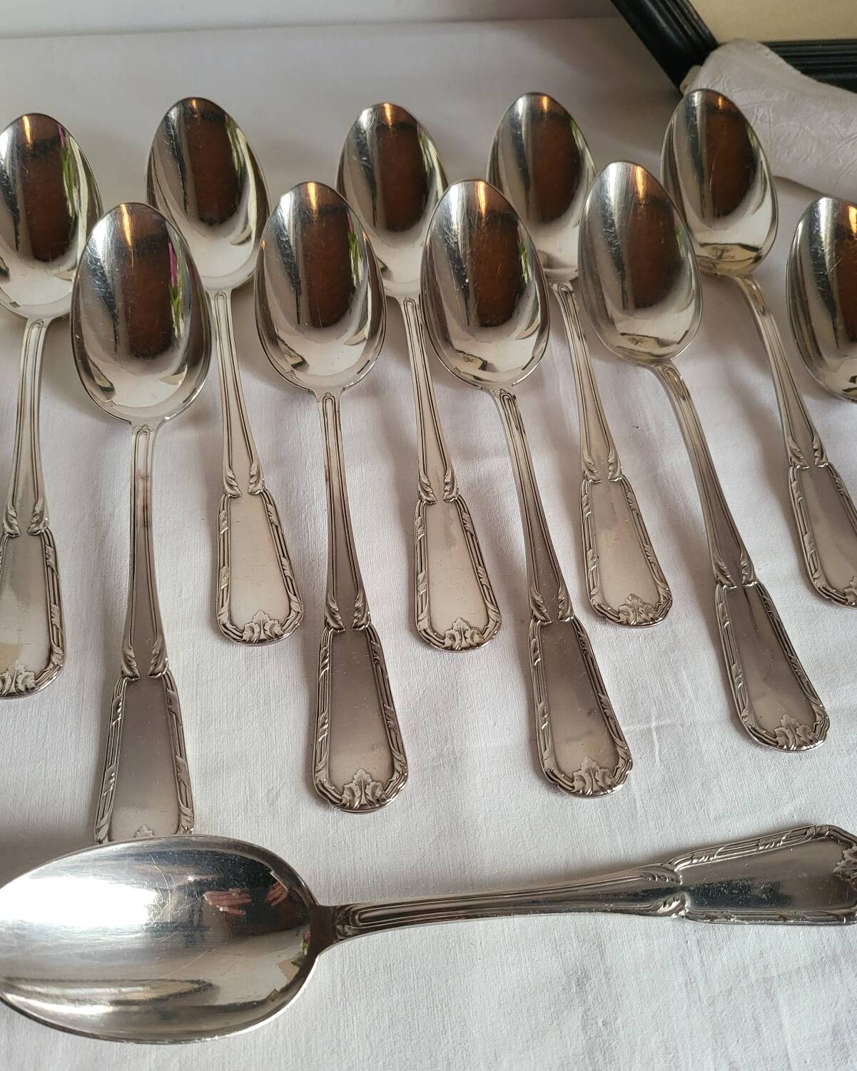 12 Large Silver-Plated Metal Spoons Boulenger Table Cutlery