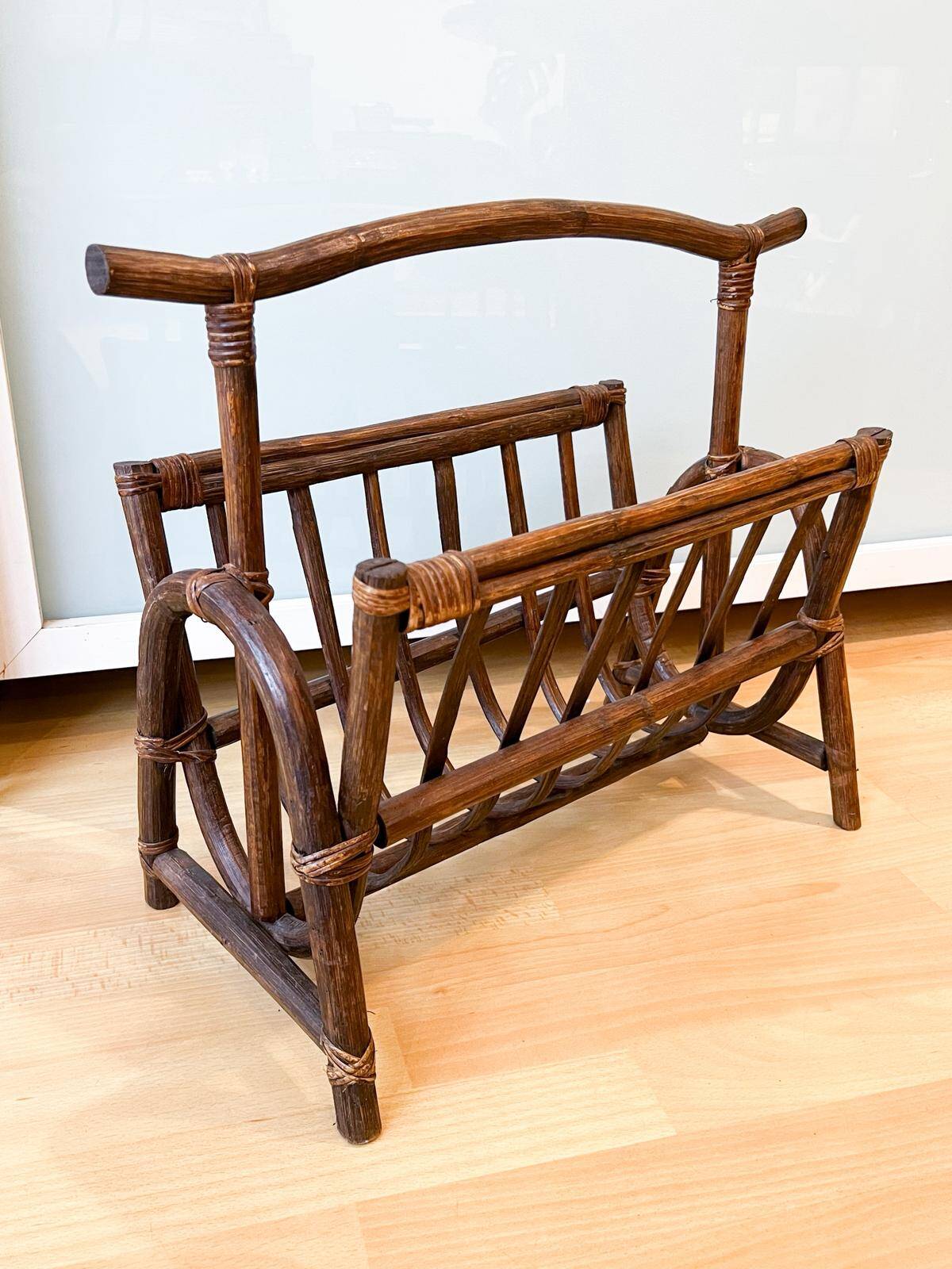 Rattan magazine rack