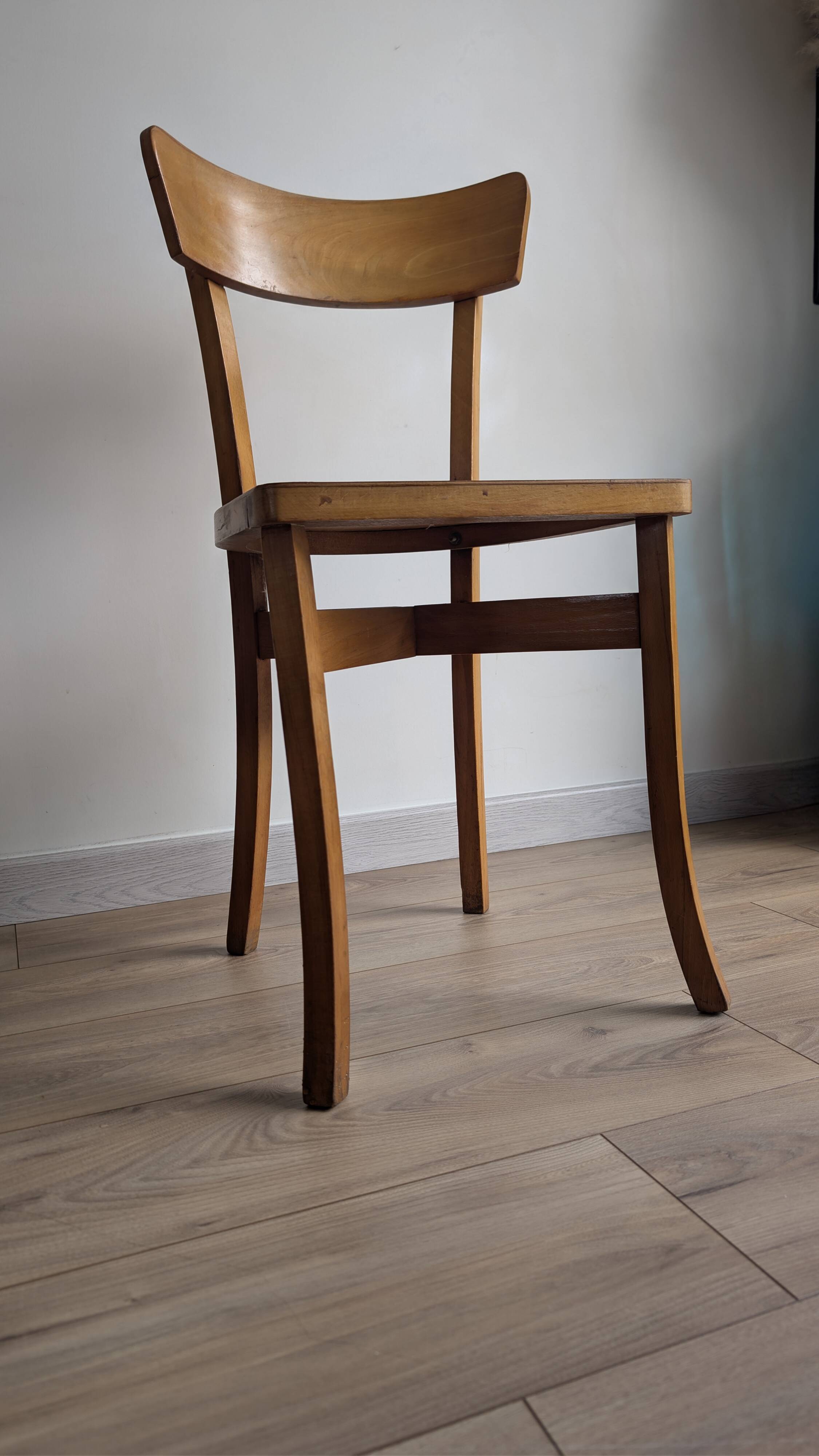 Vintage bistro chair in patinated blonde beech