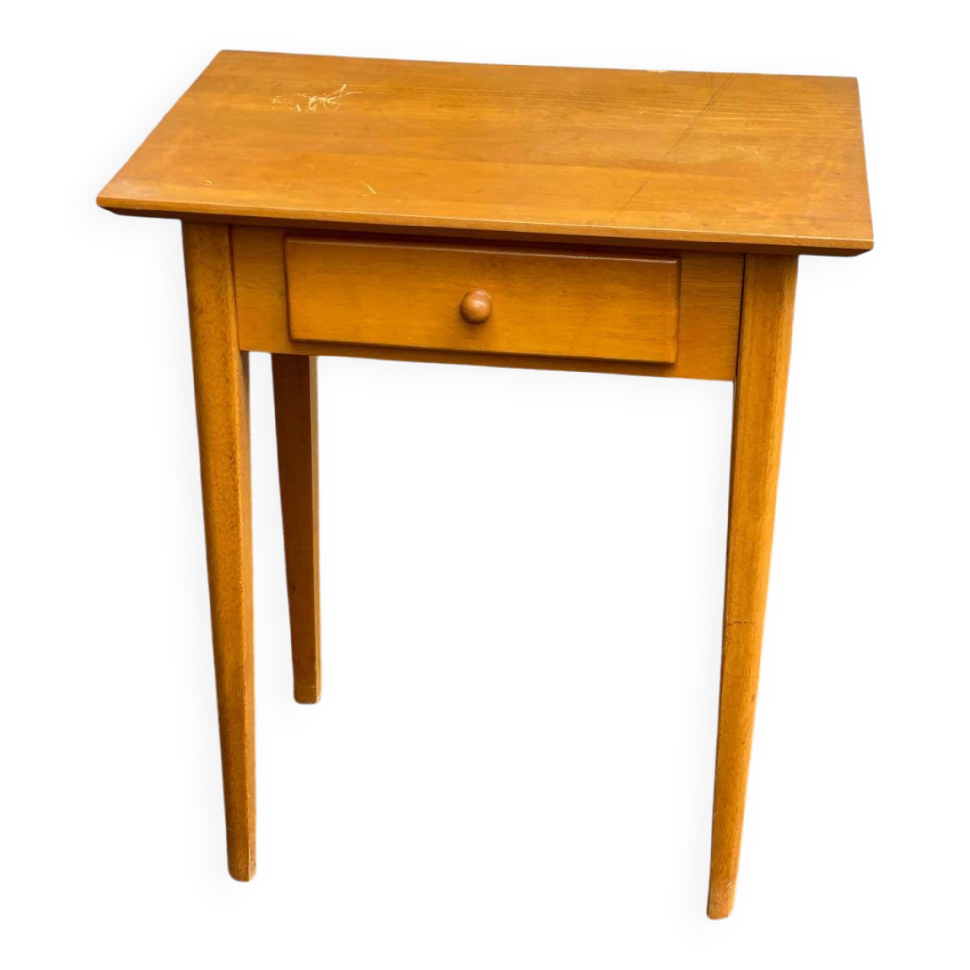 Scandinavian side table in solid wood with a drawer.