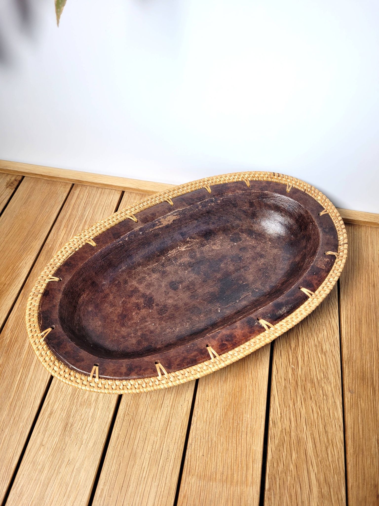 Plat ou corbeille vannerie et céramique