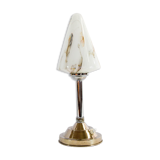 Art deco table lamp in white marbled glass chrome base 20s