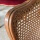 Set of 4 Louis XV style chairs in cherry wood – canework and burgundy velvet