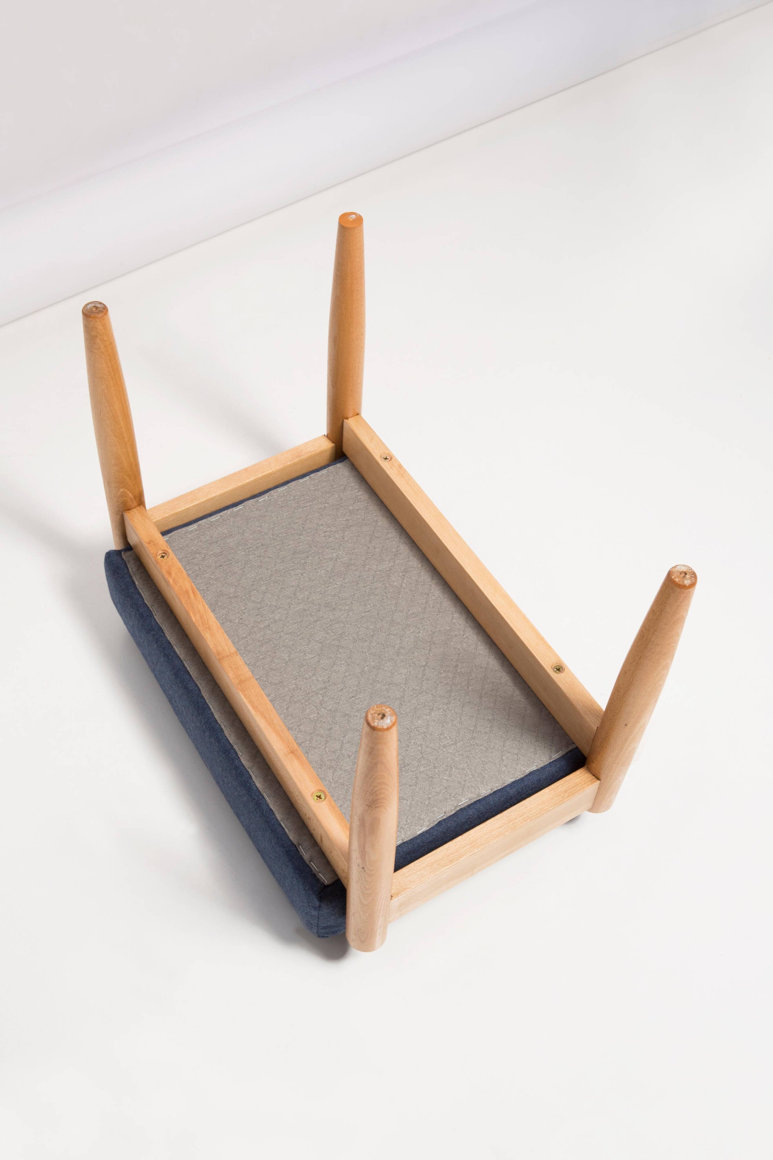 Vintage navy blue wool stool in mid-century style, Edmund Homa, 1960s.