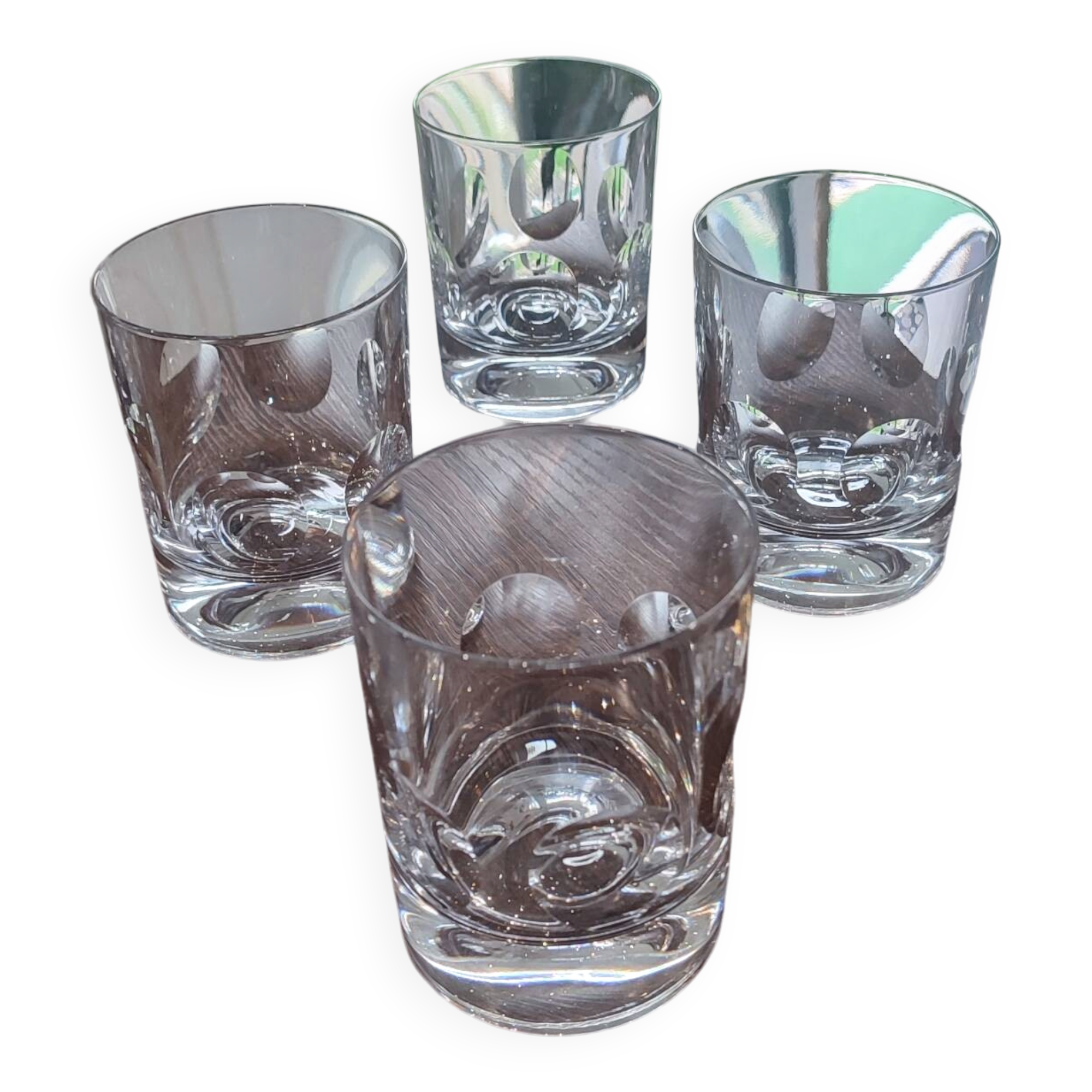 4 cut glass whiskey glasses