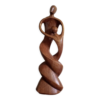 Wood carving Maurice Tavernier (1926 - 2018) couple entwined 50 x 15 cm