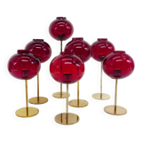 Set of 7 Hans-Agne Jakobsson AB Markaryd NR135 red tealight holders, Sweden, c