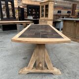 1960s oak and slate table