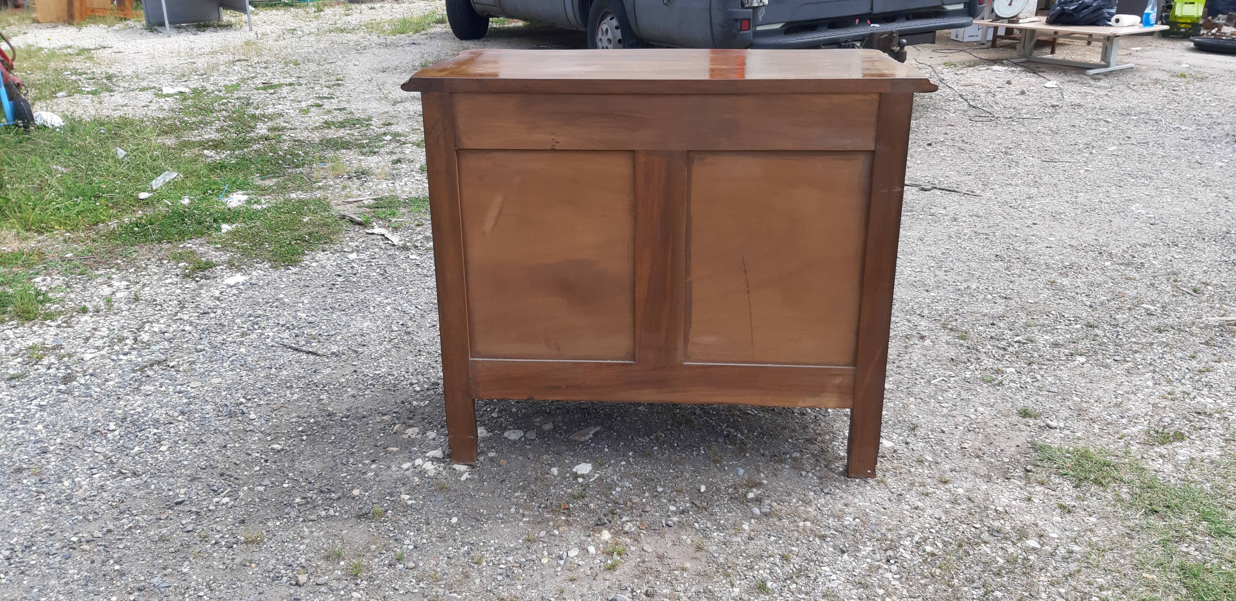 Chest of drawers 3 drawers walnut and brass