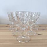 Set of 10 Chiseled Glass Wine Glasses from the 60s