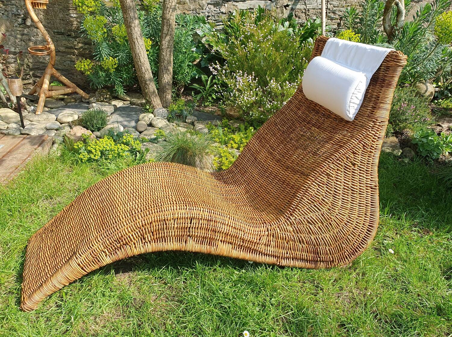 Karlskrona rattan chaise longue by Karl Malmvall for Ikea