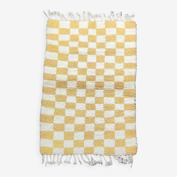 Tapis berbère carreaux jaune 100x145 cm