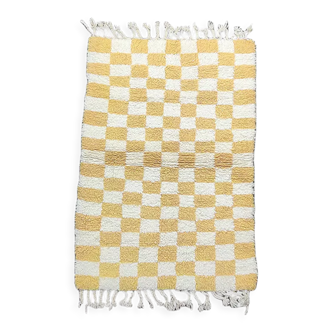 Tapis berbère carreaux jaune 100x145 cm