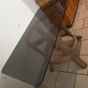 Old table in tinted glass