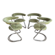 Ensemble de 4 chaises vintage - velours vert - attribuées à Gastone Ronaldi