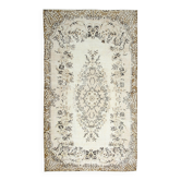 Tapis turc beige marron à motif floral intégral, 166x285 cm