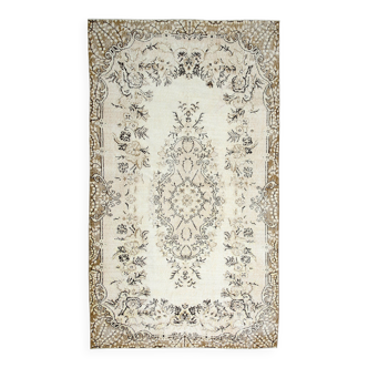 All-Over Floral Pattern Beige Brown Turkish Rug, 166x285Cm