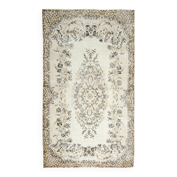 All-Over Floral Pattern Beige Brown Turkish Rug, 166x285Cm