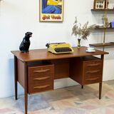 Bureau en teck autoportant, Danemark années 1960/1970, style vintage, design moderne du milieu du XXe siècle