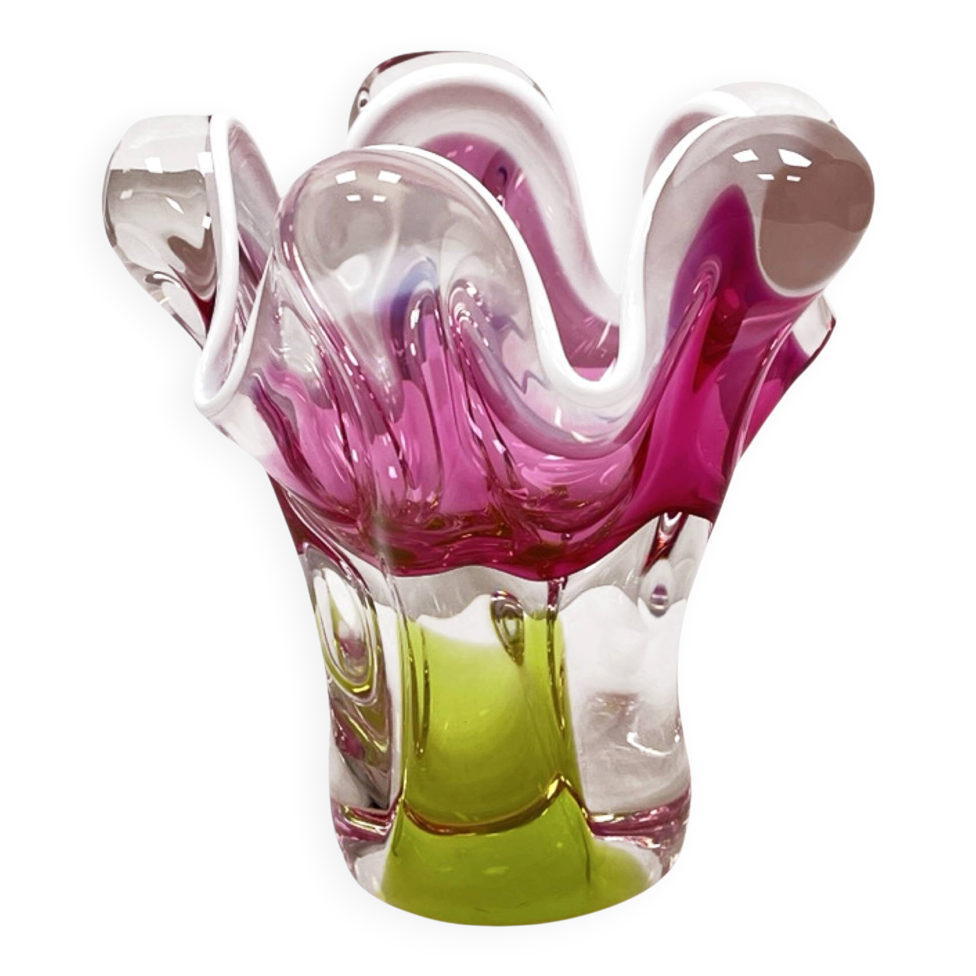 Chřibská Sklárna J. Hospodka vase, art glass, Czechoslovakia, 1960s.