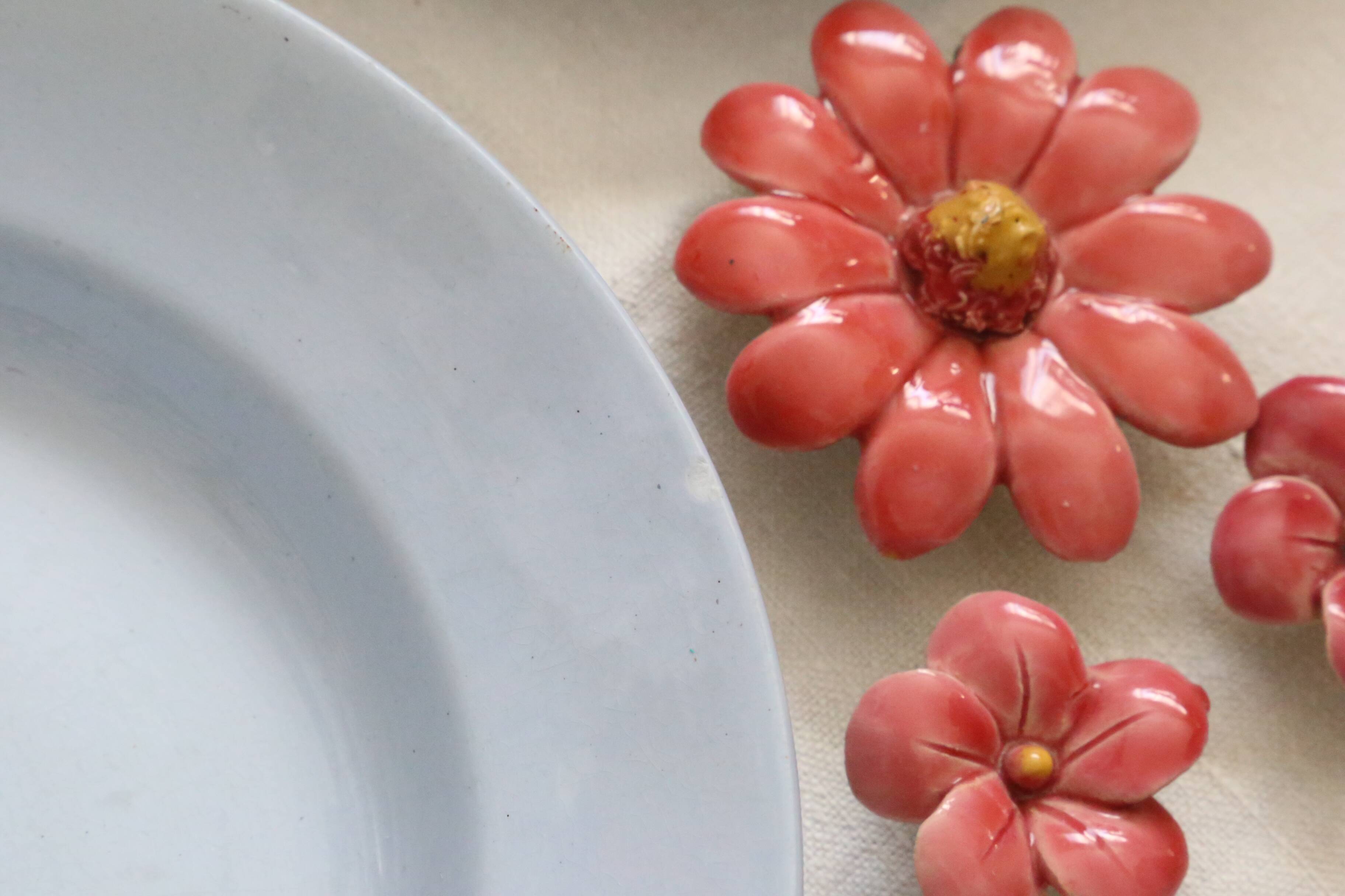 Set of 4 Moulin des Loups soup plates, vintage French, rustic