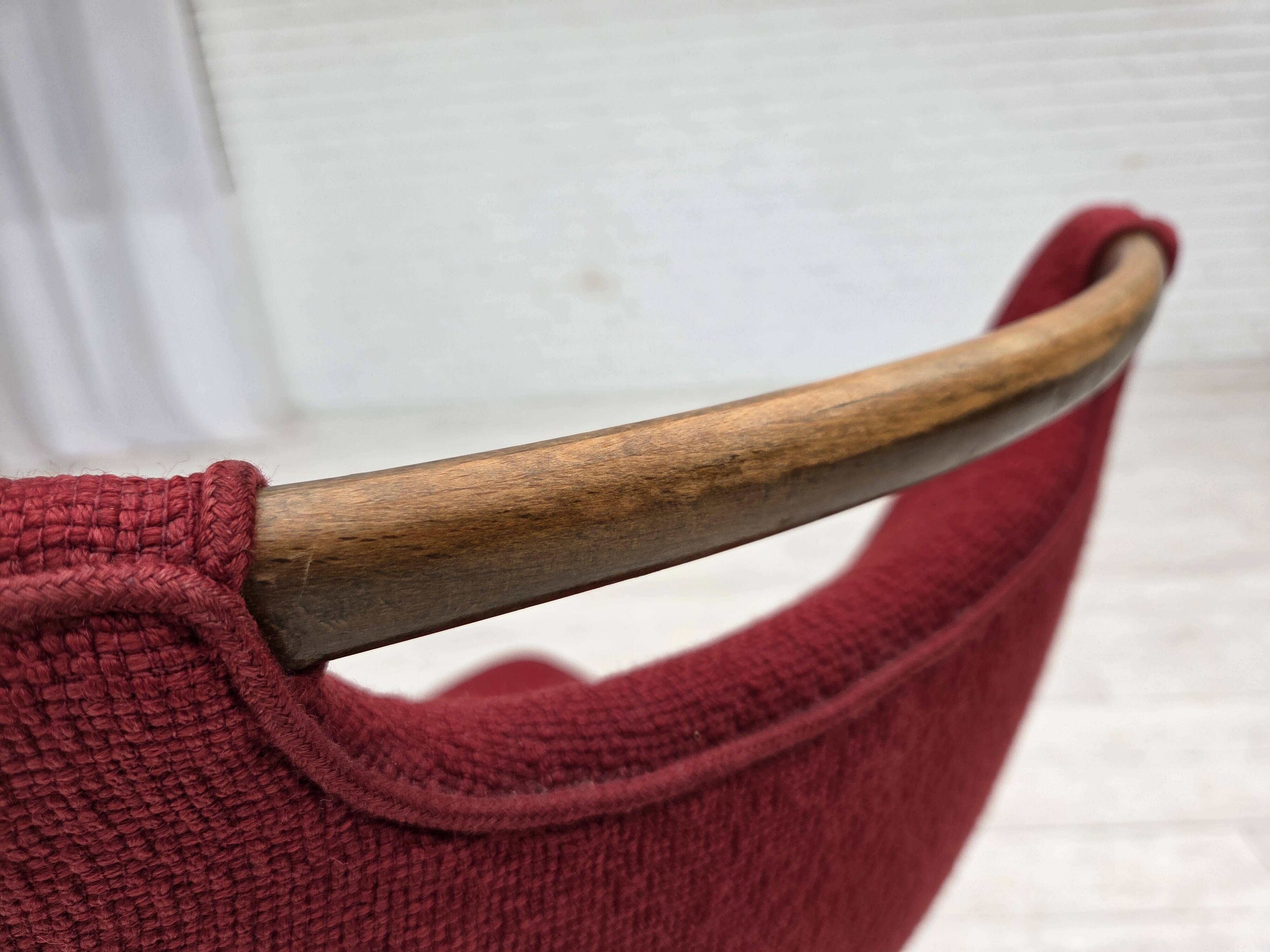 1960s, set of 6 pcs Danish dining chairs by Slagelse Møbelværk, wool.