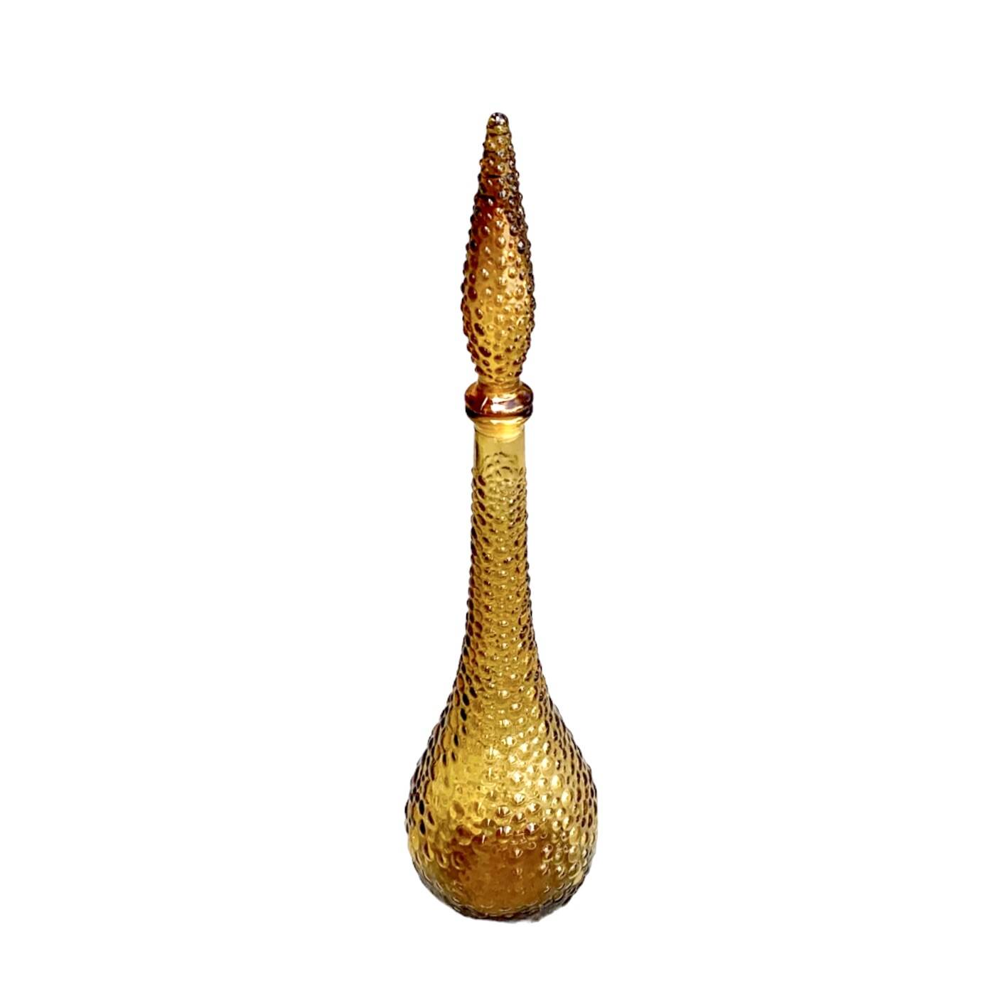 Genie bottle in amber yellow Empoli glass