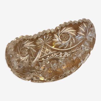 Coupe gondole en cristal taillé et gravé motif étoiles