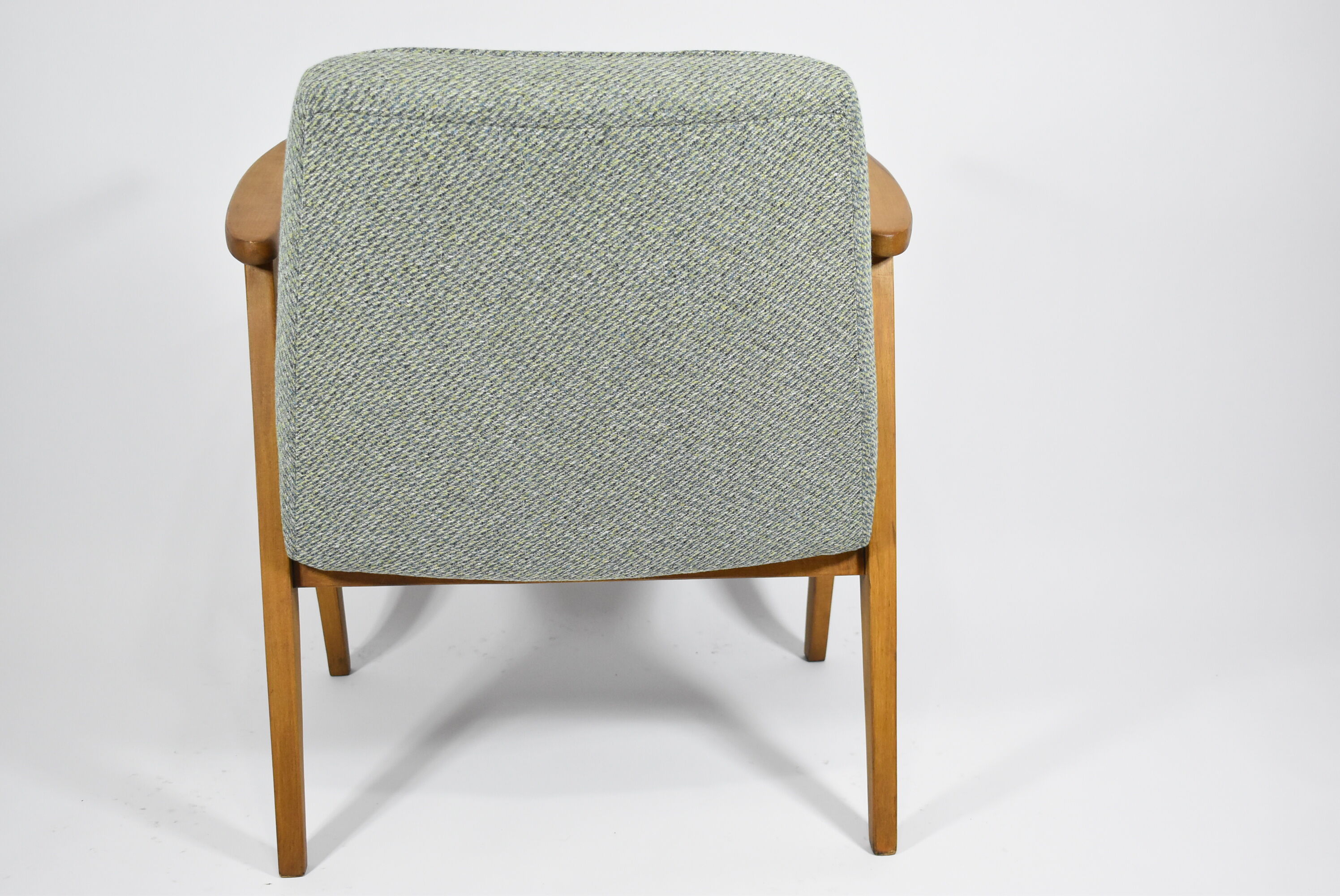 Classic Polish armchair type 366 1960s green fabric, teak wood