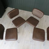 Set of 4 chairs in skaï and vintage chrome