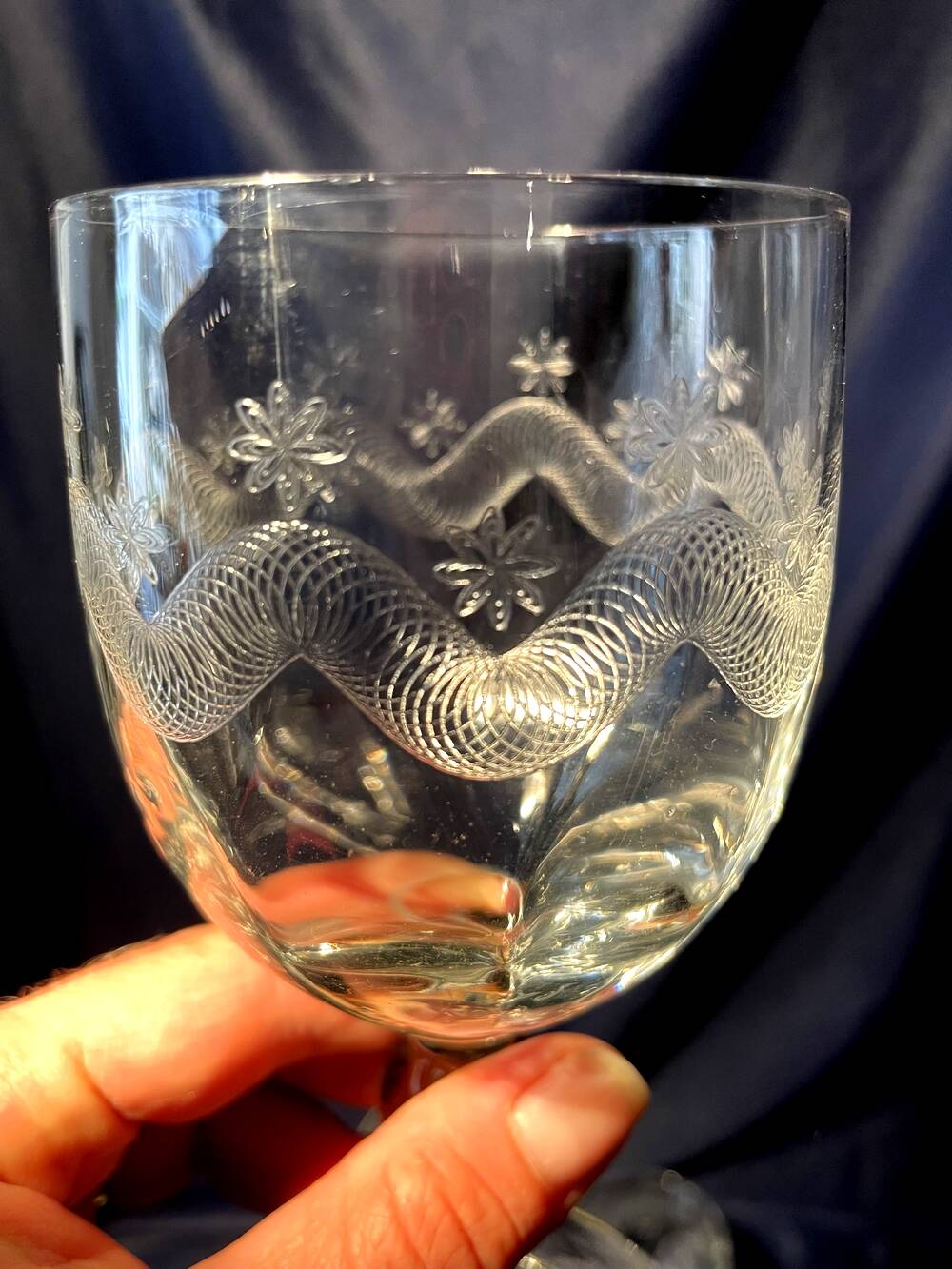 Set of 6 water glasses in engraved glass vierzon emma model