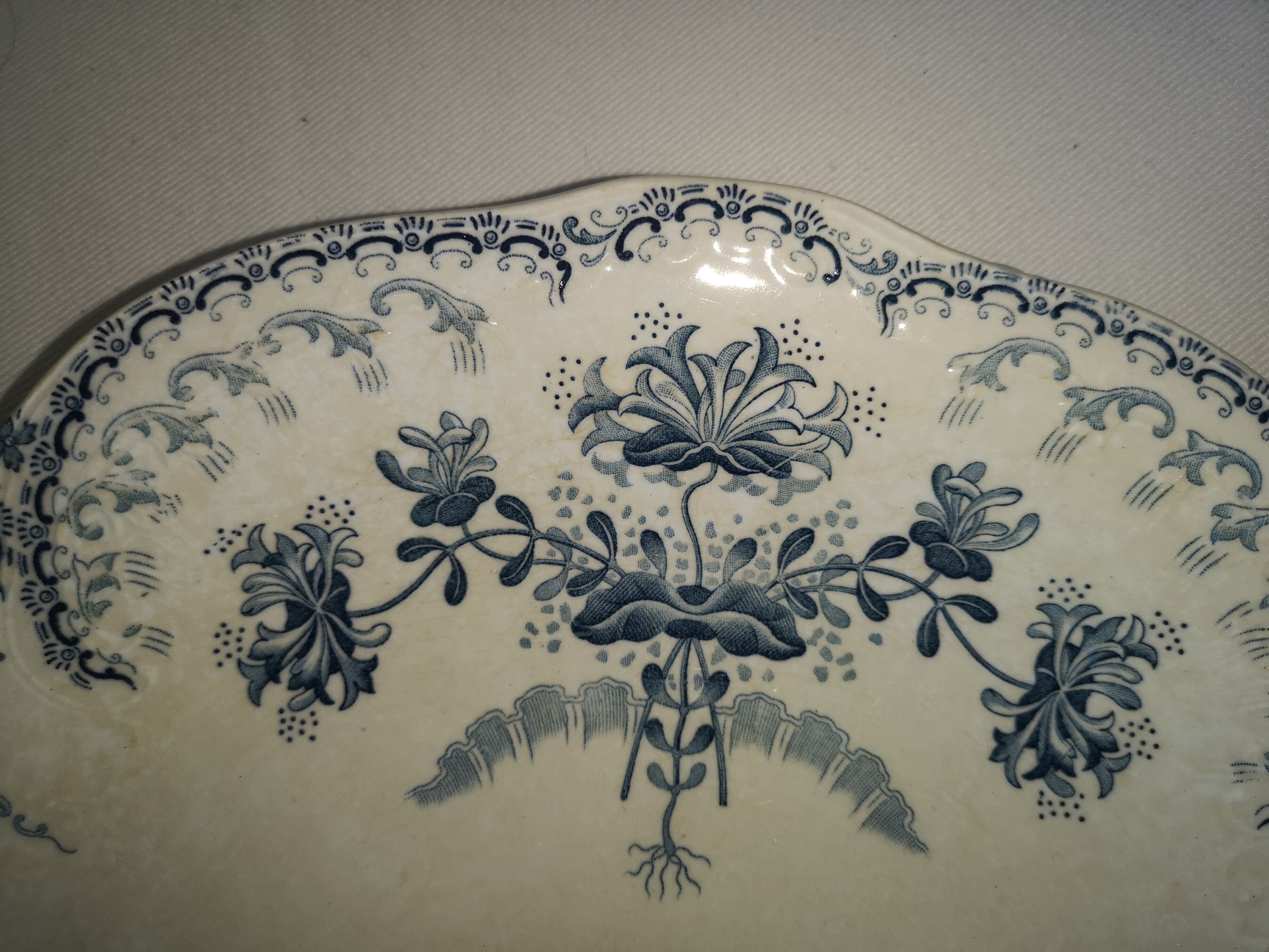 Serving dish, Saint Amand iron earth and Regency model hamage