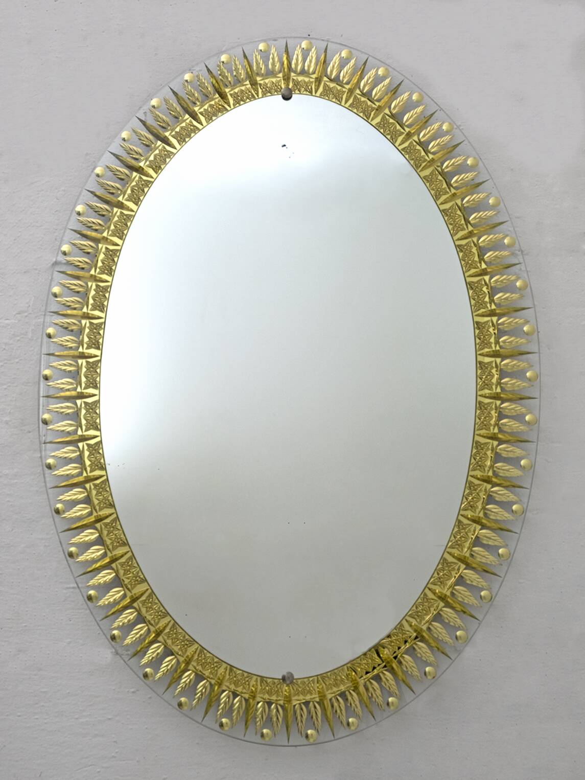 Cristal Art Mid-Century Modern Italian Ground and Gilded Mirror, 1960s