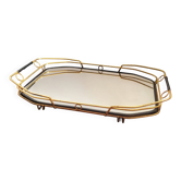 Plateau miroir vintage à galerie