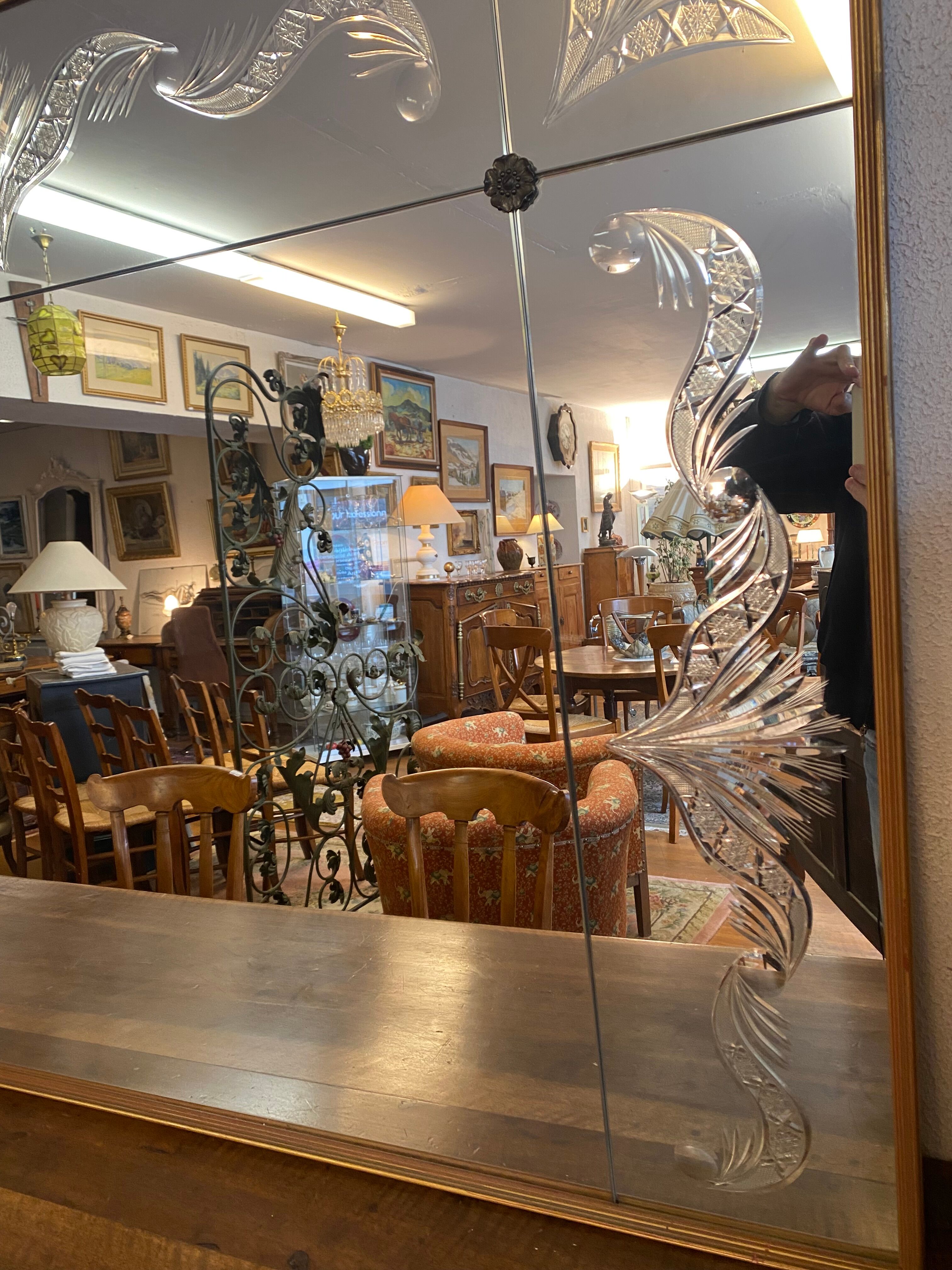 Brewery mirror, hollow engraved glass, perfect condition
